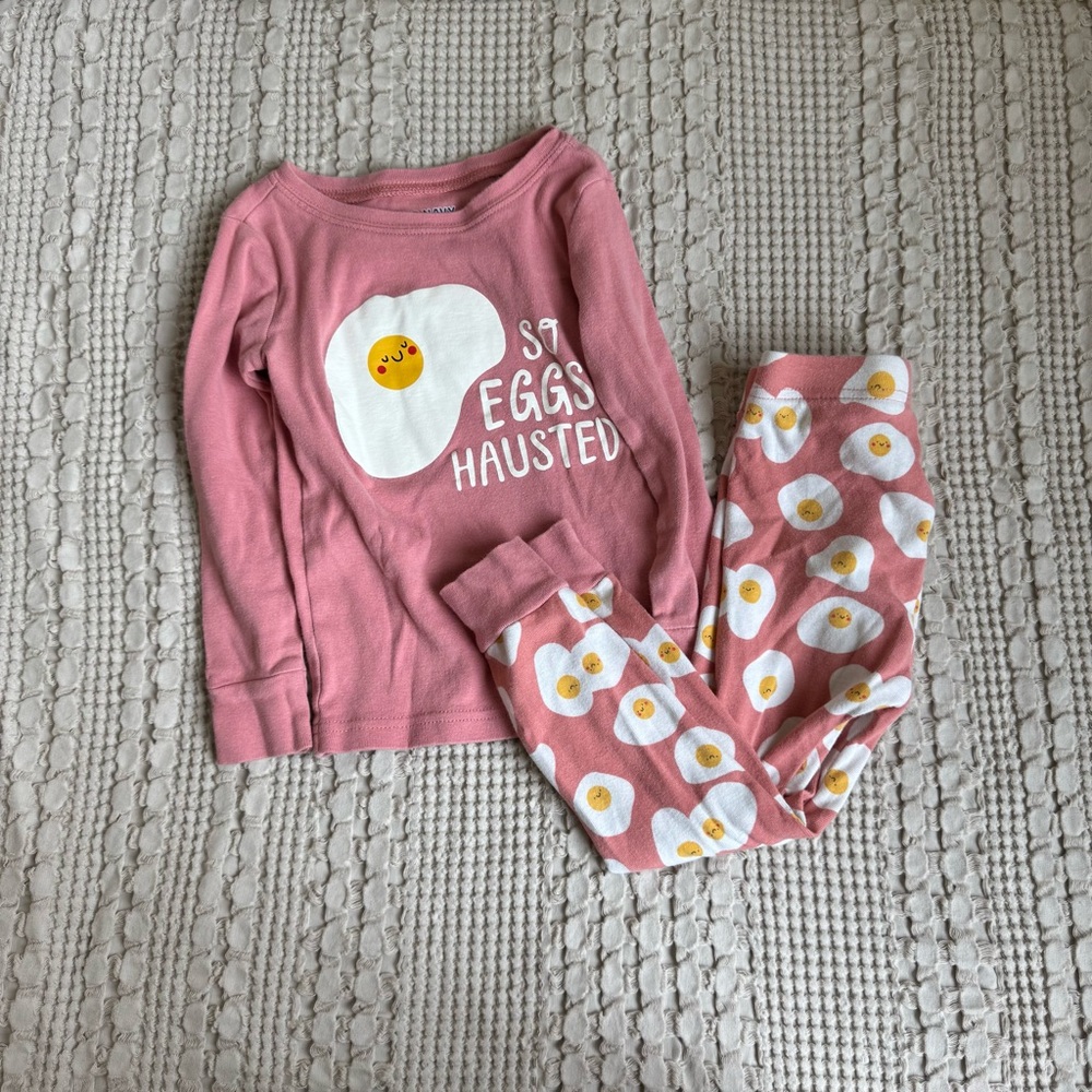 Old Navy Pajamas Set Toddler 3T Pink Egg Cozy Long Sleeve Pants
